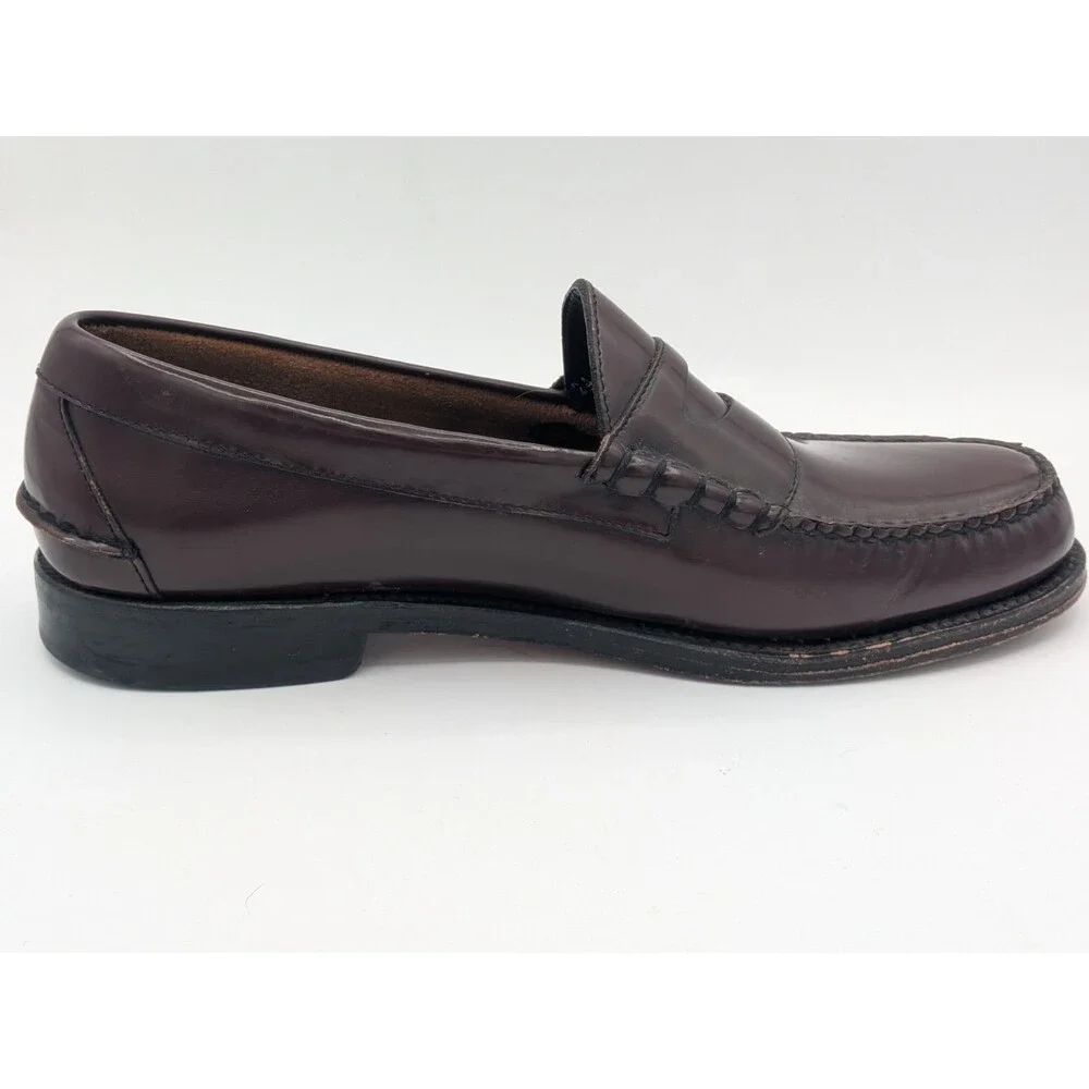 Johnston & Murphy Penny Loafers Mens 10 D Burgundy Leather Slip On Dress Shoes